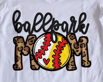 Ballpark Mom SVG | Mom of Both t shirt | Cricut cut file | Baseball Softball | DXF eps PNG | Leopard Animal Print | Download | Sublimation