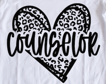 Counselor Leopard Heart Svg | Animal Print Heart | Teacher Appreciation | DXF eps PNG | Cricut Cut File | Digital Download | Teacher Gift