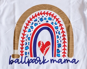 Ballpark Mama Rainbow SVG | Baseball Mom shirt | Cricut cut file | Baseball Softball | DXF eps PNG | Leopard Print | Download | Sublimation