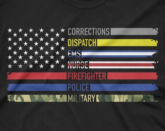 Primeros auxilios svg / Policía, emergencias médicas, bomberos, enfermeras, despacho de correcciones militares / PNG, eps, Dtf / Archivo de corte Cricut / Camiseta con bandera / Sublimación