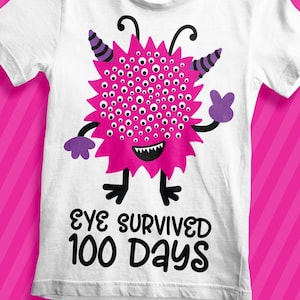 Auge überlebte 100 Tage | 100 Tage SVG | 100 Jahre Einschulung | PNG Dtf eps | Monsterdatei | Jungen t-Shirt Datei | Cricut Digital Schnittdatei