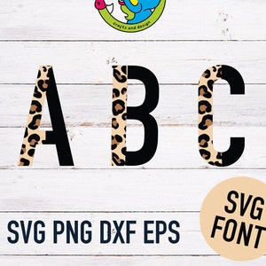 Leopard Print SVG | Svg Letters | Cricut Font | PNG letters | Animal Print font | Alphabet Letters | SVG color font | Brown Black Cheetah