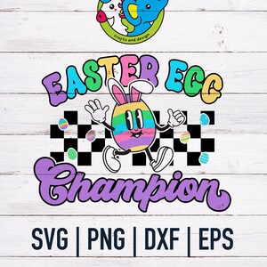 Osterei Champion SVG | DTF-Druckdatei | Cricut Cut-Datei | Silhouette Dtf | PNG Digitaler Download | Ostereiersuche | Ostern | Retro Maskottchen