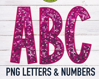 Embroidery Sparkle Letters | Pink | High Res PNG | Alpha Pack | Faux Embroidery Letters | Faux Glitter | Download | Alphabet Set