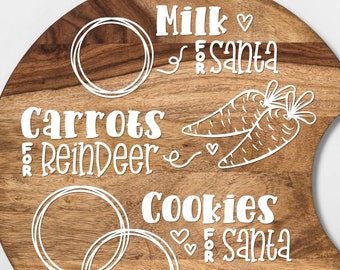 Santa Round Tray Cookie Milk Carrots - PNG DXF SVG - Cut File Digital File T-Shirt Art Cricut Sublimation Download Cut File