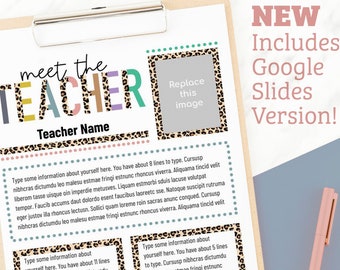 Leopard Print Meet the Teacher | Editable Welcome Flyer | Google Sheets | Download | Editable School Flyer | Back to School | First Day