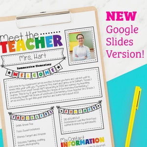 Meet the Teacher Flyer - Google Slides - Instant Download - Teacher Templates Resources Editable PDF PNG JPG