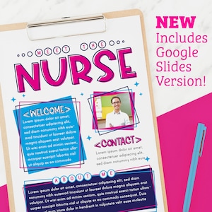 Meet the Nurse Flyer - Bonus Sign In Sheet - Google Slides - Instant Download - Teacher Templates Resources Editable PDF PNG JPG