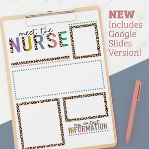 Leopard Print Meet the Nurse | Editable Welcome Flyer | Google Sheets | Download | Editable School Flyer | Back to School | First Day