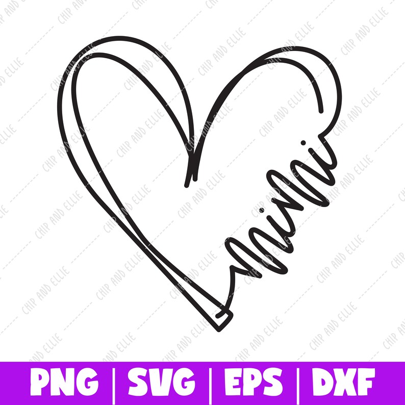 Download Mimi Heart Lines PNG DXF SVG Cut File Digital File T-Shirt ...