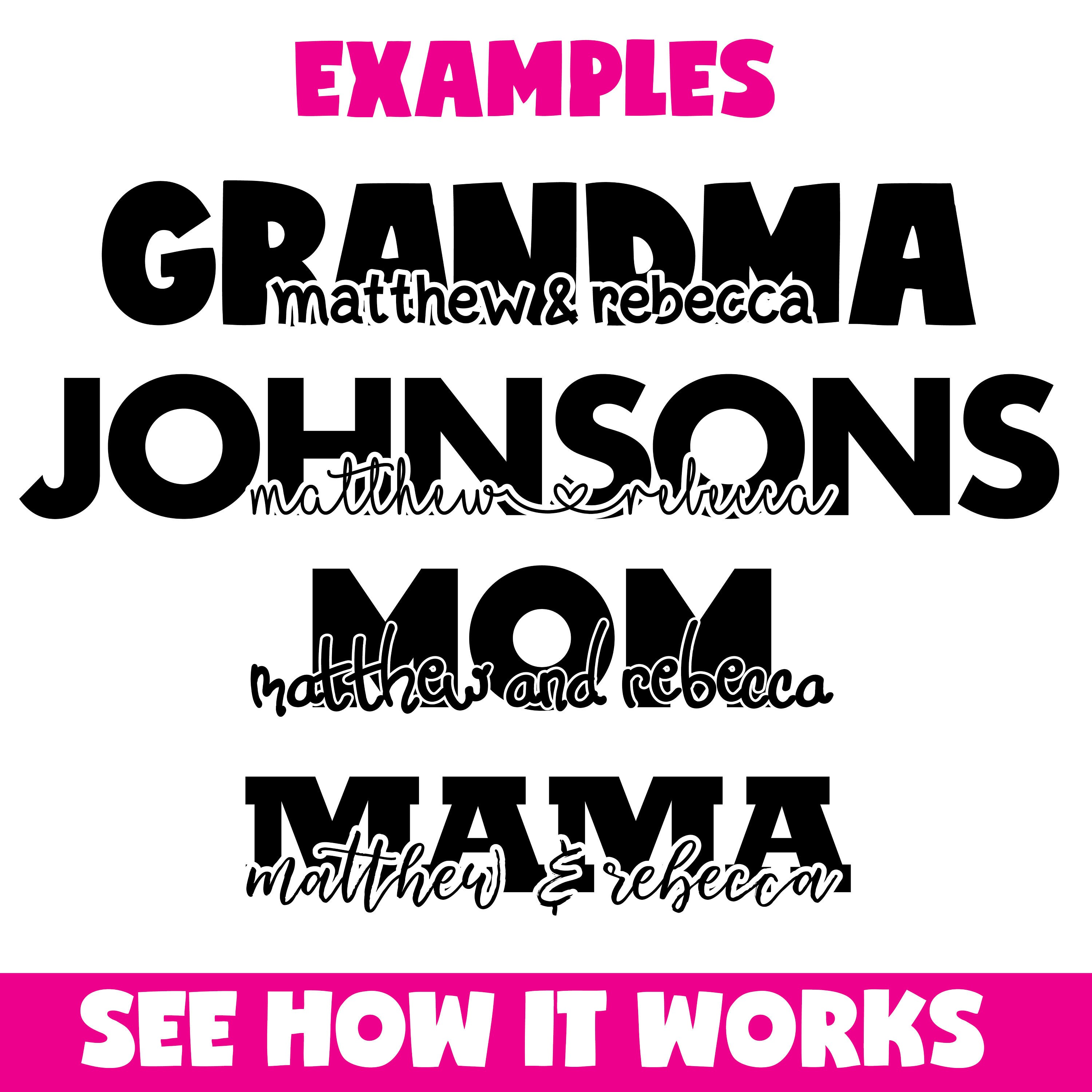 Download Custom Mom Grandma Family Names PNG EPS SVG Cut File | Etsy