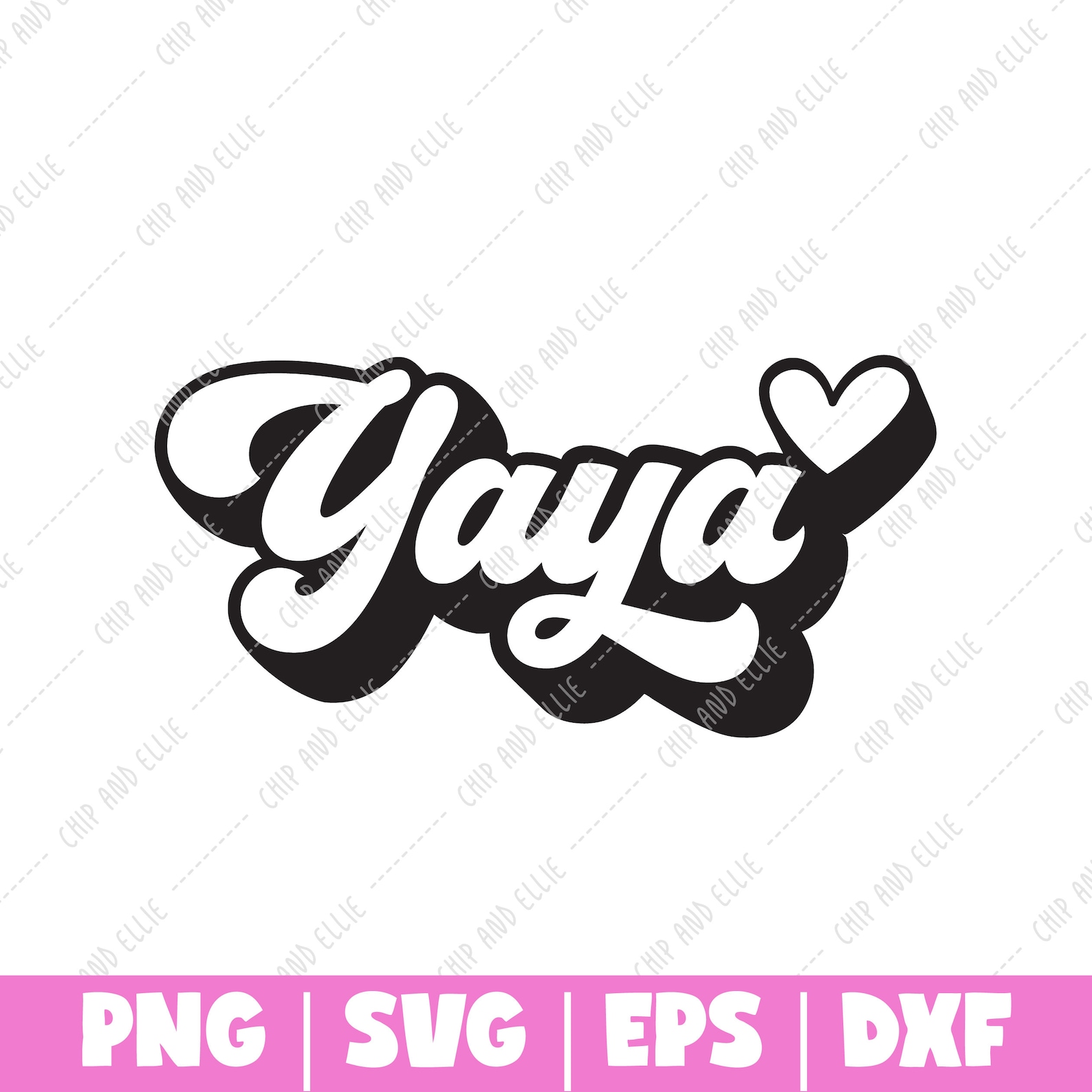 Yaya Heart Script SVG Yaya svg Instant Download PNG DXF Etsy
