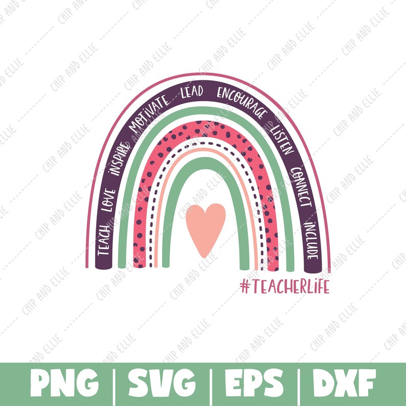 Download Teacher Life Rainbow PNG DXF SVG Cut File Digital File | Etsy