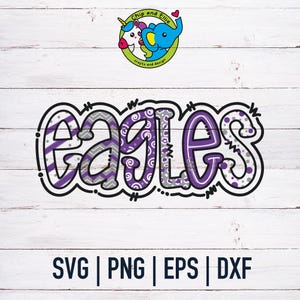 Doodle Eagles-SVG | Schoolmascotte | Mascottepret | Voetbalteam | Sportmoeder | Dtf, eps, png | Cricut gesneden bestand | Digitale download