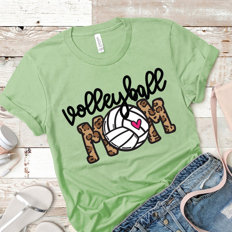 Volleyball Mom SVG | Volleyball t shirt | Cricut cut file | Sports Mom | Dtf eps PNG | Leopard Animal Print | Instant Download | Sublimation image 6