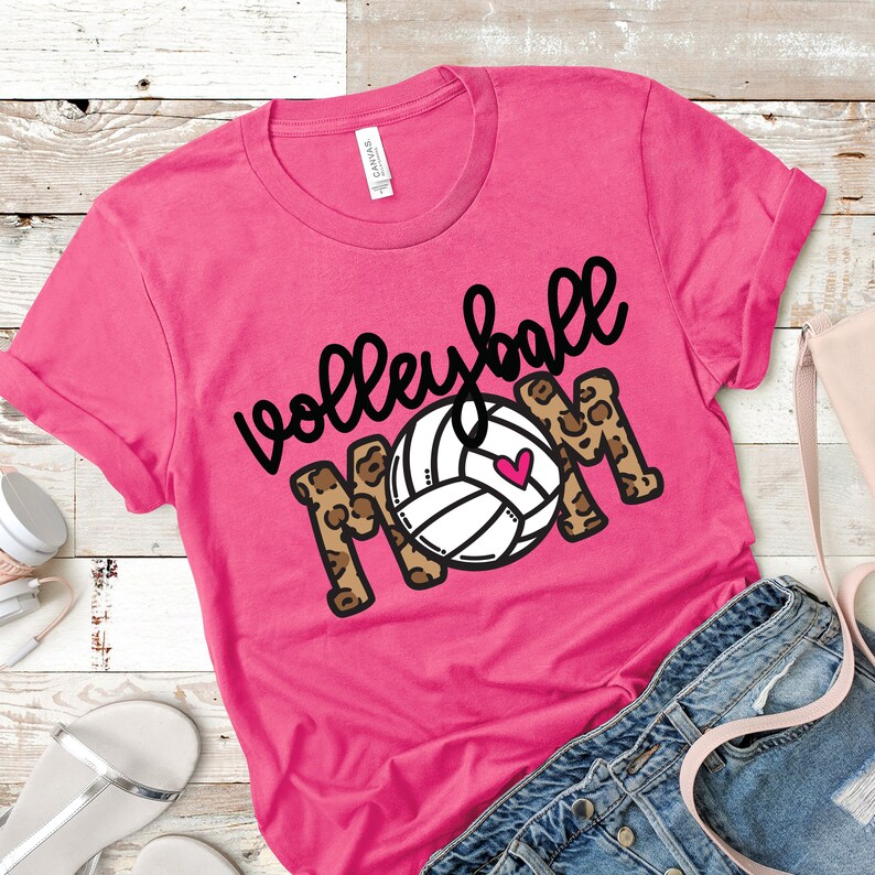 Volleyball Mom SVG | Volleyball t shirt | Cricut cut file | Sports Mom | Dtf eps PNG | Leopard Animal Print | Instant Download | Sublimation image 4