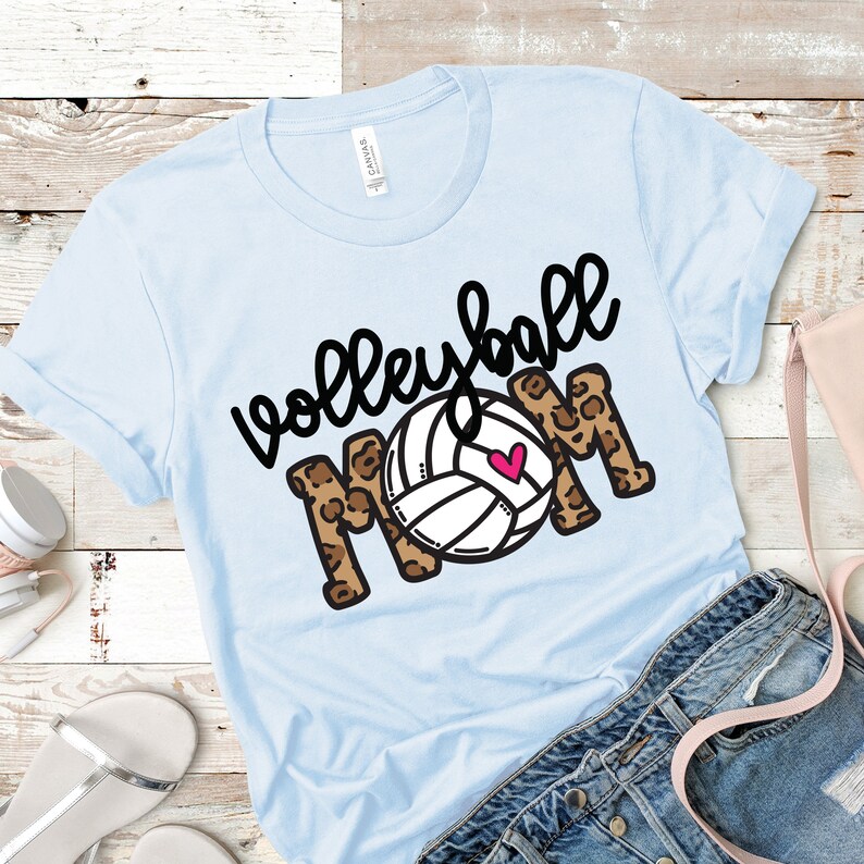 Volleyball Mom SVG | Volleyball t shirt | Cricut cut file | Sports Mom | Dtf eps PNG | Leopard Animal Print | Instant Download | Sublimation image 7
