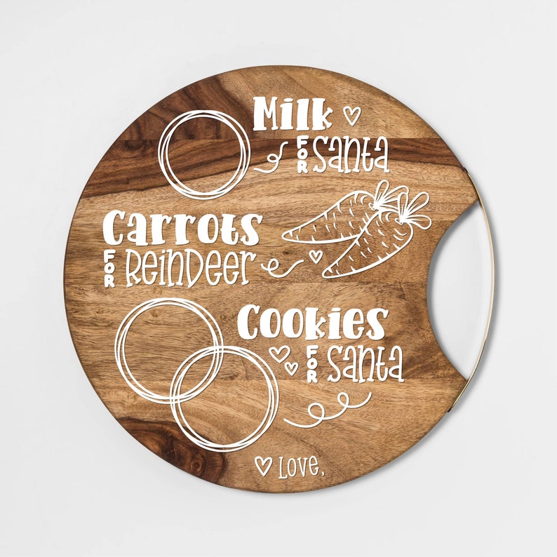 Santa Round Tray Cookie Milk Carrots PNG DXF SVG Cut File image 0.