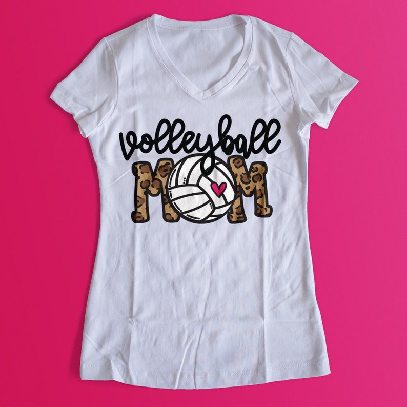 Volleyball Mom SVG | Volleyball t shirt | Cricut cut file | Sports Mom | Dtf eps PNG | Leopard Animal Print | Instant Download | Sublimation image 1