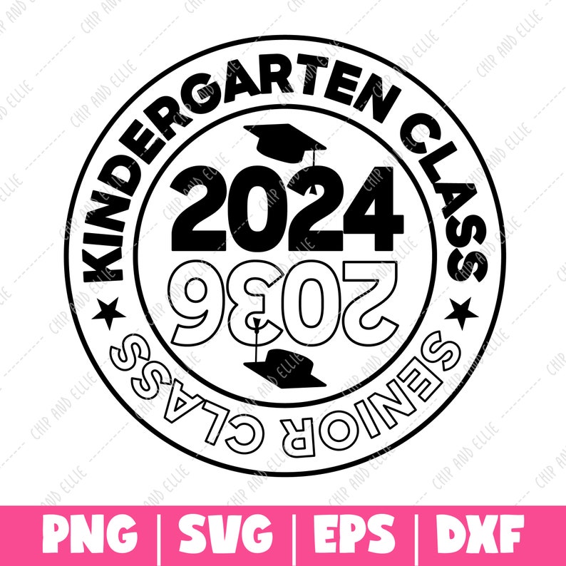 Kindergarten Class 2024 Senior Class 2036 Senior Class Graduation PNG eps DXF Cricut Cut File Kindergarten T Shirt Senior svg image 4