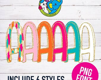 Brush Stroke Gold Outlined | 6 Colors | High Res PNG | Alpha Pack | Multicolored Letters | Gold Glitter | Download | Alphabet Set Font