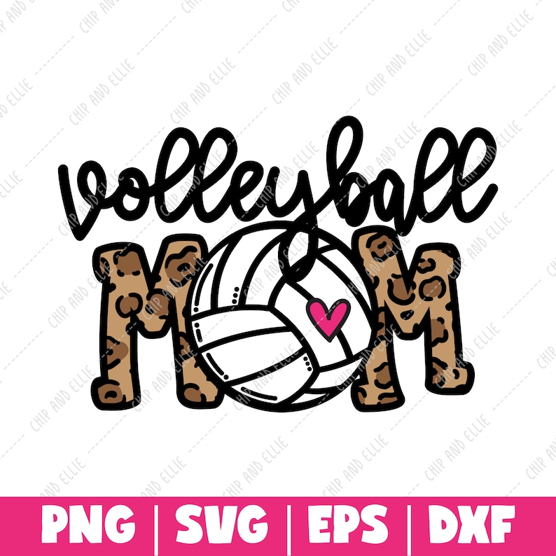 Volleyball Mom SVG | Volleyball t shirt | Cricut cut file | Sports Mom | Dtf eps PNG | Leopard Animal Print | Instant Download | Sublimation image 2