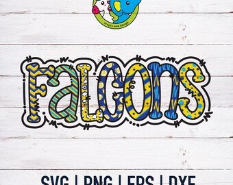 Doodle Falcons SVG | School Mascot | Mascot Fun | Football Team | Sports Mom | Dtf eps PNG | Cricut Cut File | Digital Download