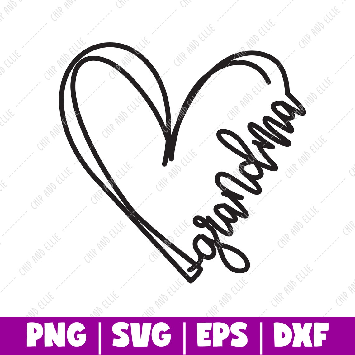 Grandma Heart Line Cut File Grandma Heart SVG Instant  Etsy
