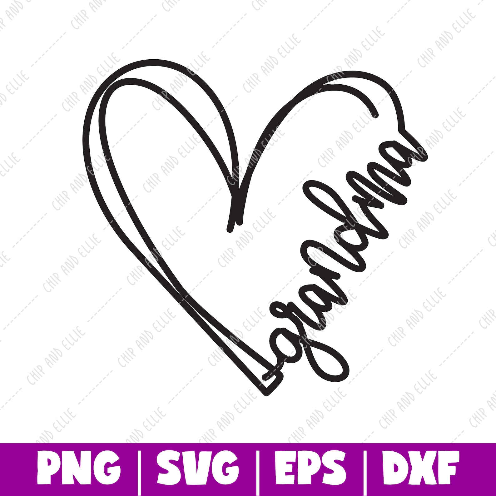 Grandma Heart Line Cut File Grandma Heart SVG Instant  Etsy