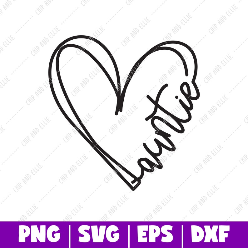 Auntie Heart Line Cut File Heart SVG Instant Download PNG DXF eps Mother's Day Cut File Sublimation png Heart svg File image 2