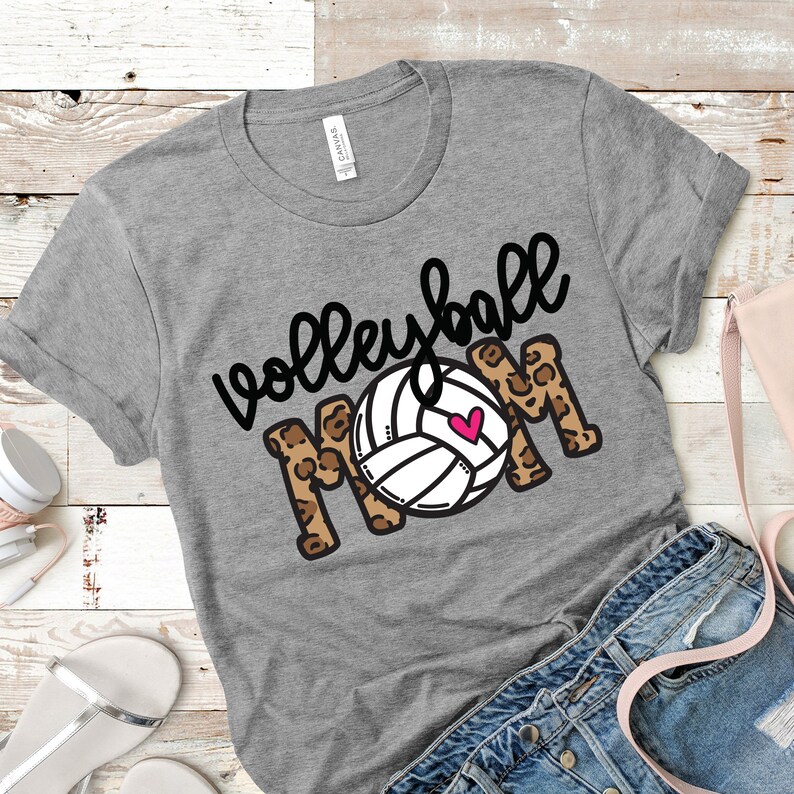 Volleyball Mom SVG | Volleyball t shirt | Cricut cut file | Sports Mom | Dtf eps PNG | Leopard Animal Print | Instant Download | Sublimation image 3