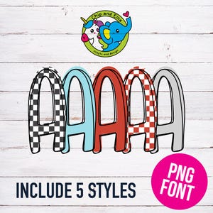 Brush Stroke Valentine&#39;s Checkered | 5 Colors | High Res PNG | Alpha Pack | Boys Valentines | Checkered Heart | Download | Alphabet Set Font