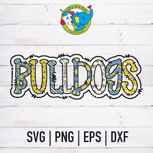 Doodle Bulldogs SVG | Schoolmascotte | Mascottepret | Voetbalteam | Sportmoeder | Dtf, eps, png | Cricut gesneden bestand | Digitale download