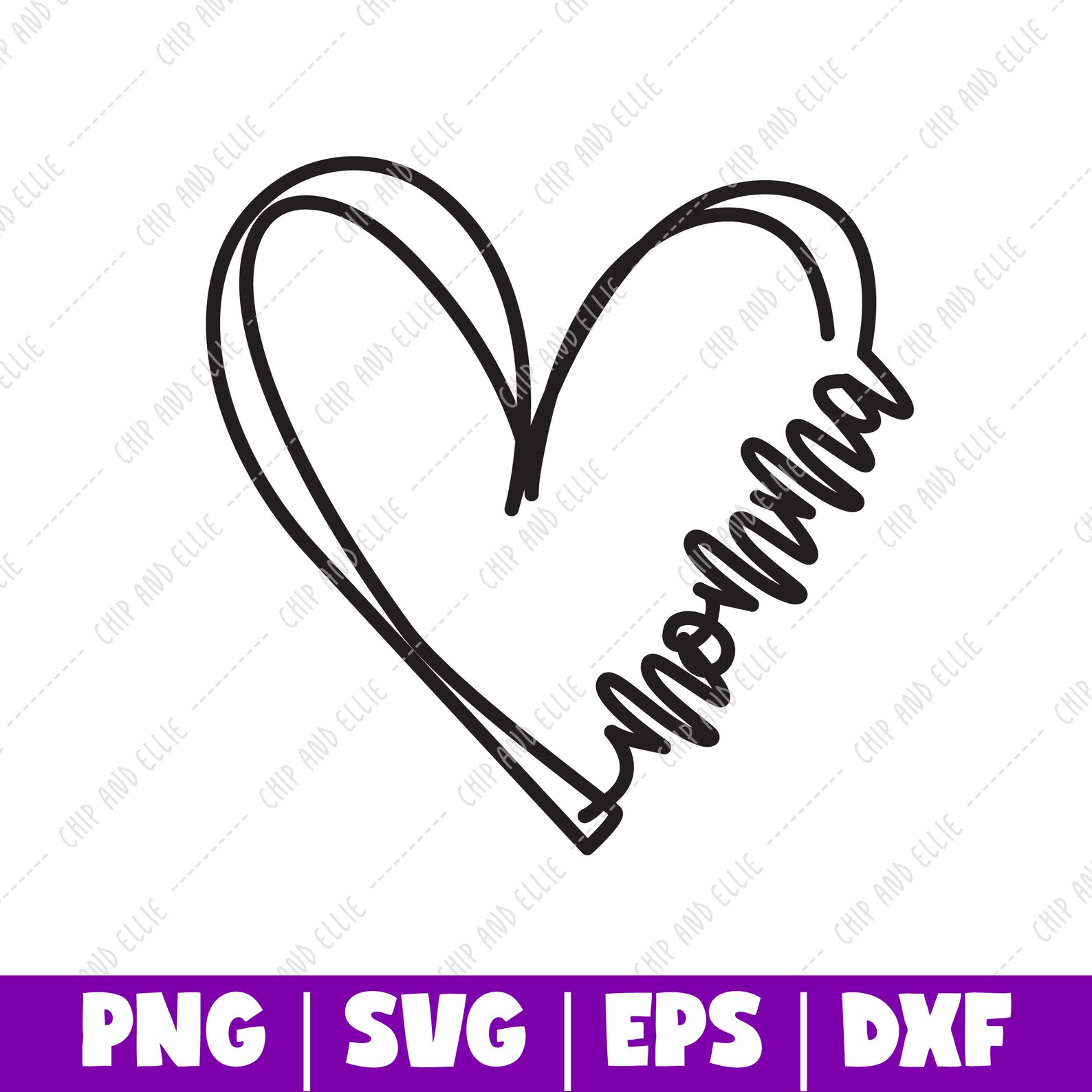 Momma Heart Line Cut File Heart SVG Instant Download PNG  Etsy