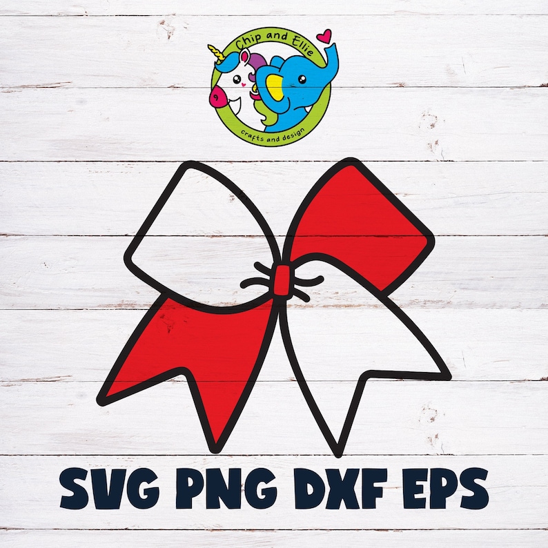 May include: A red and white bow with black outlines, set against a white wood-grain background. The bow is a graphic design element. The image also includes the text "SVG PNG DXF EPS" in navy blue.