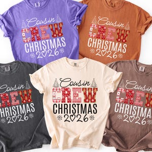 Cousin Crew Christmas 2026 Shirt, Matching Cousin Shirts, Family Holiday Party Tee, Festive Patchwork Print