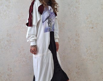 Post-Human Monk Dress | Avant-Garde Upcycled Dress | Cyber Medieval Ritual Wear