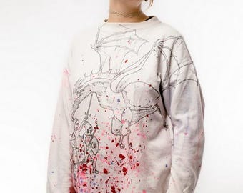 Painted Sweatshirt – Avant Garde Wearable Art – Experimental Fashion Top – One of a Kind