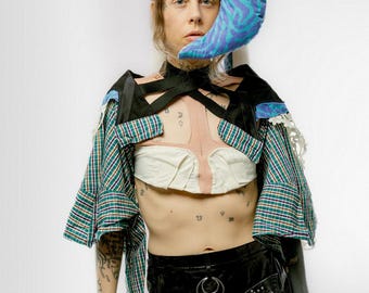 Upcycled Avant-Garde Sleeve Top / Reconstructed Statement Garment / Wearable Art / Genderless Performance Piece