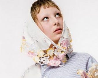 Reconstructed Lace Bonnet – Avant Garde Headpiece – Cottagecore Renaissance Headscarf – One of a Kind