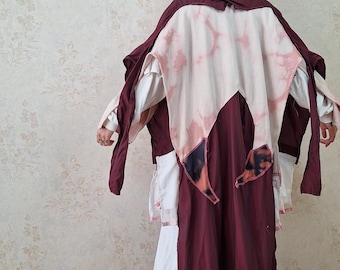 Post-Human Monk Cloak | Avant Garde Hooded Overlayer | Wearable Art | One-of-a-Kind Reconstructed Garment