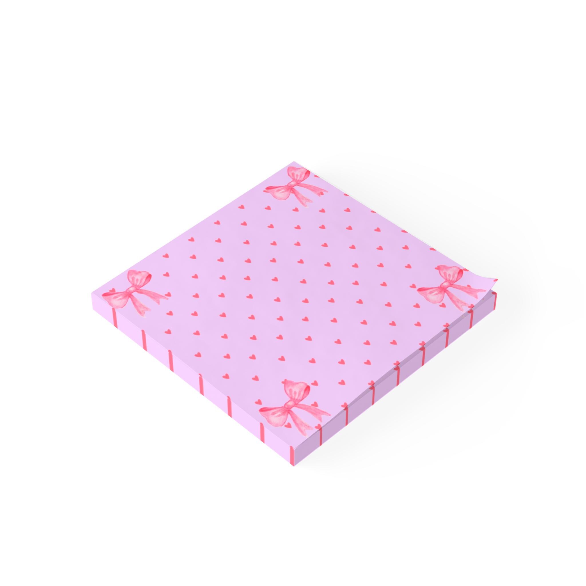 Pink Ribbon Post Pink Heart Ribbon Post-it Note Pads | Playful Stationery Design - Etsy
