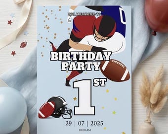 Invitación de cumpleaños de fútbol, fiesta de fútbol americano, invitación deportiva para niños (descarga digital), plantilla de invitación de Canva, cumpleaños de fútbol para niños