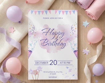 Plantilla de Canva para invitación de cumpleaños de adultos, invitación divertida para fiestas (descarga digital)