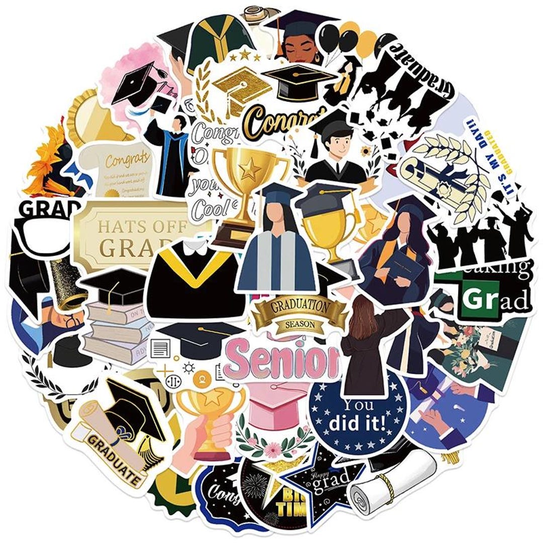 High Class Stickers Design 50pcs Graduation Stickers Pack, Class of 2026 Grad Decals for Laptop ...