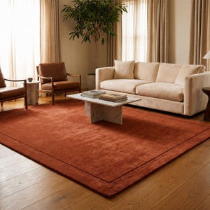 Terracotta Area Rug, Rust Red Textured Floor Covering, Boho Home Decor
