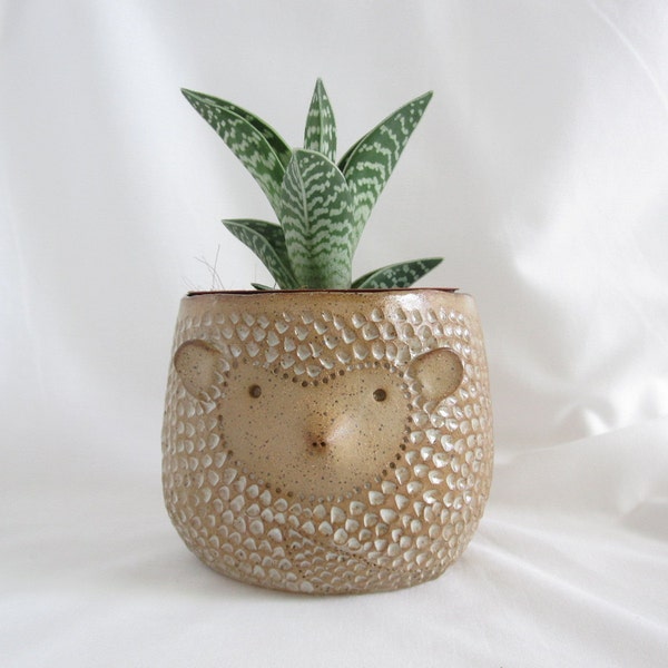 Large pangolin planter, toasty baked gingerbread, ceramic #2