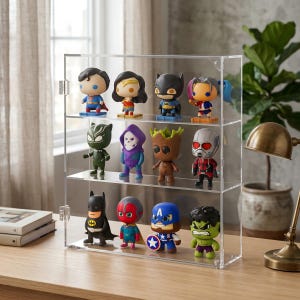 Funko Pop Display Case, Mini Figure Acrylic Wall Shelf with Magnetic Door, Dustproof Case for Action Figures