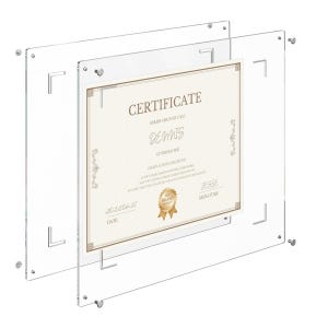 May include: Clear acrylic certificate frame with silver hardware. The frame holds a certificate with the text "CERTIFICATE" and the name "DENNIS". The certificate also includes the date "20220621".