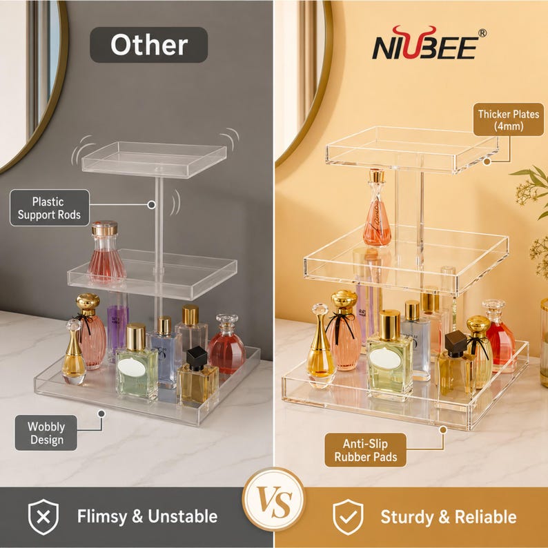 Range-parfums pour meuble-lavabo, Porte-parfum en acrylique transparent, Présentoir à parfums, Rangement pour comptoir de salle de bain image 4